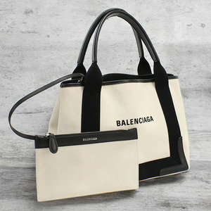 11/24はさらに+11倍 中古 バレンシアガ トートバッグ レディース ブランド BALENCIAGA ネイビーカバス S 339933 ホワイト バッグ