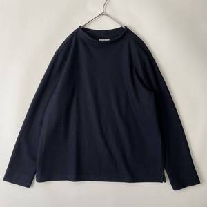 nisica size/4 (i) ニシカ モックネック ボートネック ウール カットソー ロンT Tシャツ セーター ネイビー 紺無地 日本製