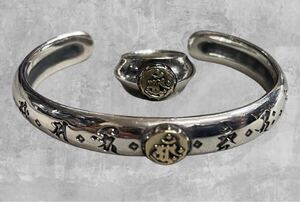 シルバーブレスレット(曼荼羅のバングルSanscrit Mandala Bangle).&シルバーリングセット(大日如来の指輪Sanskrit ring “Mahavairocana”)