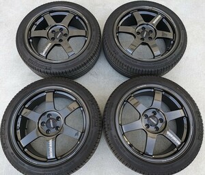 ■RAYS VOLK RACING TE37 SAGA MM 7.5J SET44 5H PCD100 中古4本セット 86 BRZ レガシー カローラスポーツ プリウス