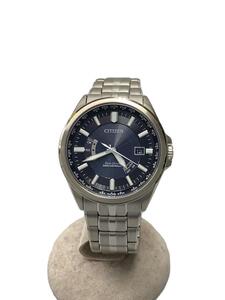 CITIZEN◆ECO-DRIVE/ソーラー腕時計/アナログ/ステンレス/ネイビー/シルバー/H145-S073545