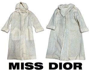 新品同然ミス・ディオールMISS DIOR★フード付きロングコート★アイボリー★9