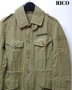 S【RICO Military Shirt Jacket 06-8H-4517 KHAKI リコ ミリタリー シャツ ジャケット カーキ RICO シャツ ジャケット】