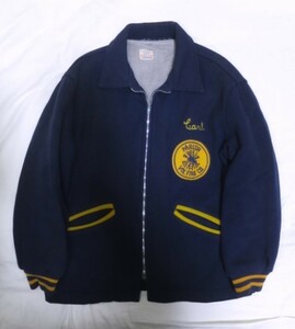 50s FELCO フェルコ バーシティ ジャケット 38 M スタジャン ネイビー 紺黄 裏ボア vercity jacket アメカジ ビンテージ タロンジップ