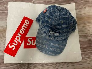 試着のみ未使用保管品 Supreme 2022FW Week 4 Multi Type Jacquard Denim 6-Panel 米国製