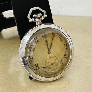 elgin 　懐中時計　手巻き　i18420 ネコポス発送　動作品　ケース直径（リューズなし）約45mm 厚さ約11mm 