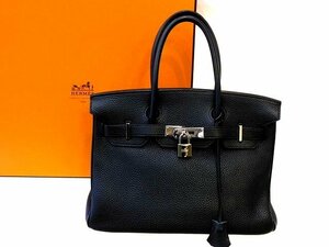 まだ美品 エルメス ■ バーキン 30 トゴ ブラック 黒 シルバー金具 □にM刻印 レディース バッグ HERMES □ 6C マキニ1000