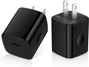 20w-black USB-C コンセント 2個セット iPhone 15充電器 20W PD 急速充電 [PSE認証済み] US