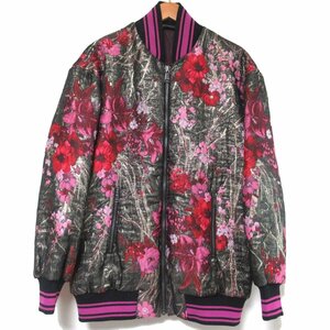 美品 DOLCE&GABBANA ドルチェ&ガッバーナ フラワー柄 ジャガード ジップアップ 中綿 ボンバージャケット ブルゾン 38 ゴールド系 C0305