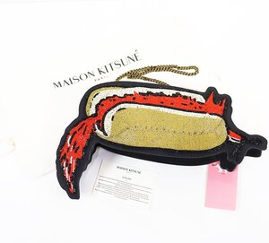 MAISON KITSUNE (メゾンキツネ) OLY HOT FOX HAND BEADED PURSE / ビーズパース 未使用品 ブラック / コラボバッグ