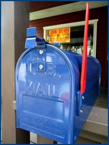 【メールボックス】us/mailbox/ポール付/セット/スチール/アメリカ/ナイズ/ネイビー