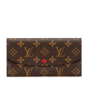 ルイ ヴィトン モノグラム ポルトフォイユ エミリー 長財布 M60136 ブラウン ルージュ PVC レザー レディース LOUIS VUITTON 【中古】