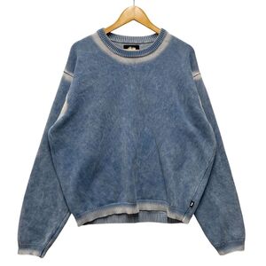 STUSSY ステューシー 24AW Faded Cotton kknit Crew Sweater 加工 コットンニットセーター ブルー サイズ XL 正規品 / 36388