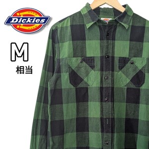 Dickies ディッキーズ 長袖シャツ チェック柄 アメカジ グリーン 古着 M相当