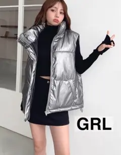 【 GRL 】グレイル スタンドカラー レザー ダウンベスト レディース