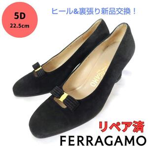 サルヴァトーレ・フェラガモ【Ferragamo】ヴァラリボン スエード パンプス