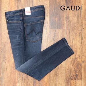 1円/GAUDI/34インチ/デニムパンツ 快適 ストレッチ ウォッシュ ダメージ加工 テーパード ストリート 新品/青/ブルー/ja373/