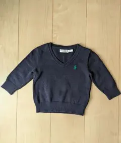 Ralph Lauren ラルフローレン コットン長袖ニット 紺 80cm