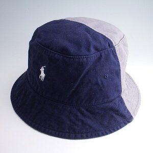 美品 Polo Ralph Lauren × BEAMS 2トーン バケットハット グレー/ネイビー L/XL ポロラルフローレン ビームス