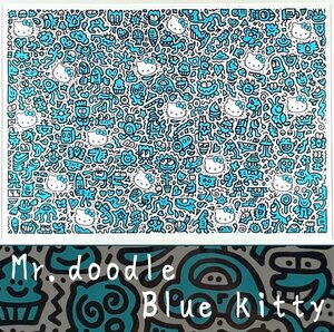 真作保証 Mr.Doodle ミスタードゥードゥル Blue Kitty ブルー キティ ジークレー・ダイアモンドダスト 版画 ドゥードル