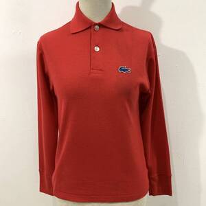 VINTAGE IZOD LACOSTE 鹿の子ニットポロシャツ 長袖ポロシャツ 伸縮性 青ワニ 赤色 上質 アイゾッドラコステ【レターパックライト郵送可】F