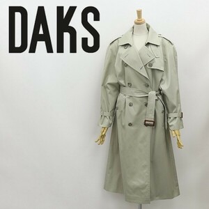 ◆DAKS ダックス 裏地チェック柄 コットン スプリング トレンチ コート ライトカーキ 9AR