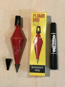 A8052●工具・道具【PLUMB BOB トリの下振 特殊リング付 550ｇ】ヤマグチ MADE IN JAPAN 日本製 約17㎝ 未使用 小キズあり