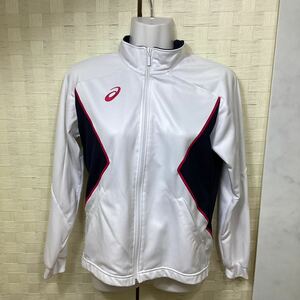 asics レディース　スポーツ　ジャージ　上着　Sサイズ ホワイト　長袖　O109