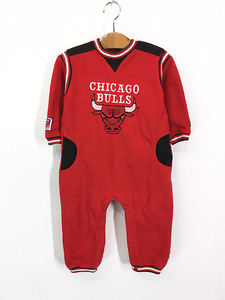 キッズ 古着 90s NBA Chicago BULLS ブルズ フリース ロンパース オールインワン つなぎ 2歳位 古着