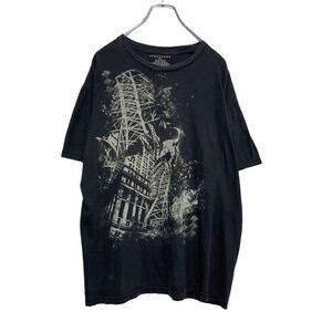 STRUCTURE 半袖 プリント Tシャツ L ブラック 古着卸 アメリカ仕入 a505-7227