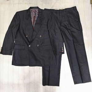 UW618-I39-2757 dunhill ダンヒル メンズダブルスーツ ジャケット&パンツ 上下セット ブラック ストライプ