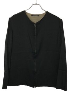 YOHJI YAMAMOTO +NOIR ヨウジヤマモト プリュスノアール 09SS ノーカラージップアップ シルクブルゾン ブラック 3 NV-J01-400 ITGKK97HVEBB