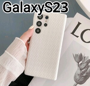 GalaxyS23 ケース　ホワイト　レザー風ケース　可愛い