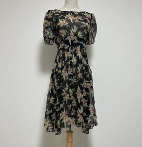 JILLSTUART 花柄 フラワーシフォンフレアワンピース ジルスチュアート0