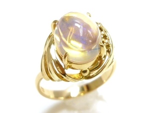 J◇K18【新品仕上済】オパール付 リング 指輪 8.5号 イエローゴールド 18金 750 White gold Opal ring【ネコポスOK】