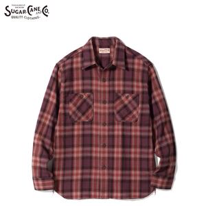 SUGAR CANE SC29359 165)RED / SIZE L “TWILL CHECK WORK SHIRT”