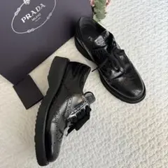 極美品✨PRADA ウィングチップシューズ  プラットフォームシューズ  黒