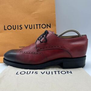 1円 【美品】 LOUIS VUITTON ルイヴィトン 【王者の風格】 メンズ ウイングチップ ビジネスシューズ シューズ 革靴 靴 ボルドー 25.0位