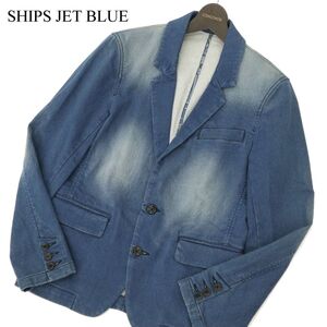 SHIPS JET BLUE シップス 通年 USED加工 スウェット★ デニム アンコン テーラード ジャケット Sz.M　メンズ　C3T09523_A#O