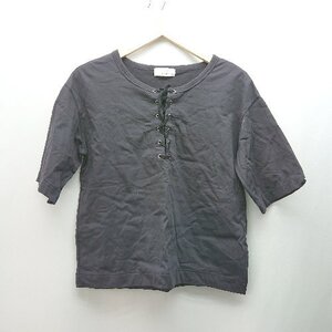 ◇ green label relaxing クルーネック フロントリボン 無地 シンプル 半袖 Tシャツ 表記なし ブラック レディース E