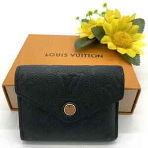 【極美品!!】LOUIS VUITTON ルイヴィトン ポルトフォイユゾエ モノグラム アンプラント 三つ折り財布 ブラック ノワール 鑑定済み■