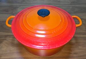 ルクルーゼ　 LE CREUSET 両手鍋 ココットロンド オレンジ　28cm 中古品