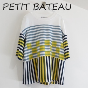 送料込 匿名配送 PETIT BATEAU プチバトー　Tシャツ　カットソー　サイズS 　ボーダー　ドッキング　モロッコ製