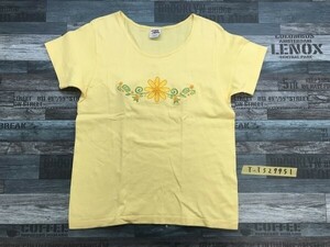 CRAZY SHIRT レディース 花刺繍 半袖Tシャツ S 黄色