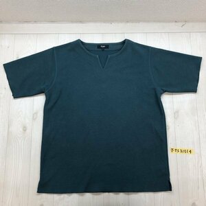 BEAMS HEART ビームスハート メンズ スリットネック 鹿の子 半袖Tシャツ L ダークグリーン