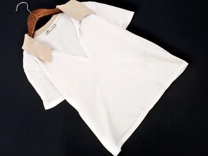 ネコポスOK ZARA ザラ 襟 切替 カットソー sizeS/白ｘベージュ ■◆ ☆ efa6 レディース