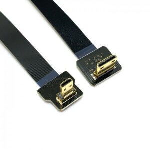 JSER 90度アップアングルFPVマイクロHDMIオス→ミニHDMI FPCフラットケーブル 20cm GOPROマルチコプター航空写真対応