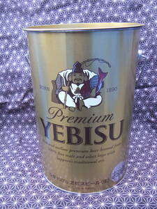 エビスビール ペール缶 エビス 缶 収納 小物入れ ゴールド 金色 H26×W18㎝ ★ 恵比寿 EBISU 戎 キャンプ インテリア