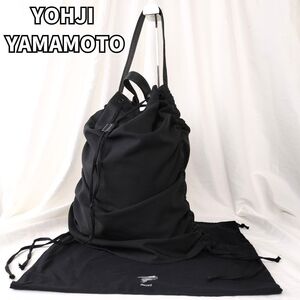 洗練された反骨神★　Yohji Yamamoto+noir ヨウジヤマモトプリュスノアール　ショルダーバッグ ハンドバッグ 2WAY 巾着ドレープ レザー　黒