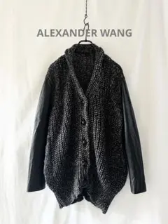 ALEXANDER WANGアレキサンダーワン レザースリーブニットカーディガン